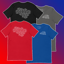 Load image into Gallery viewer, Doc Brown Scatter Tee: Black, Grey, Red, Blue